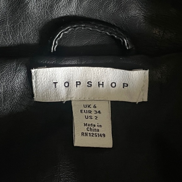 TOPSHOP Womens Faux Leather Button Up Moto Jacket Black - Picture 2 of 5
